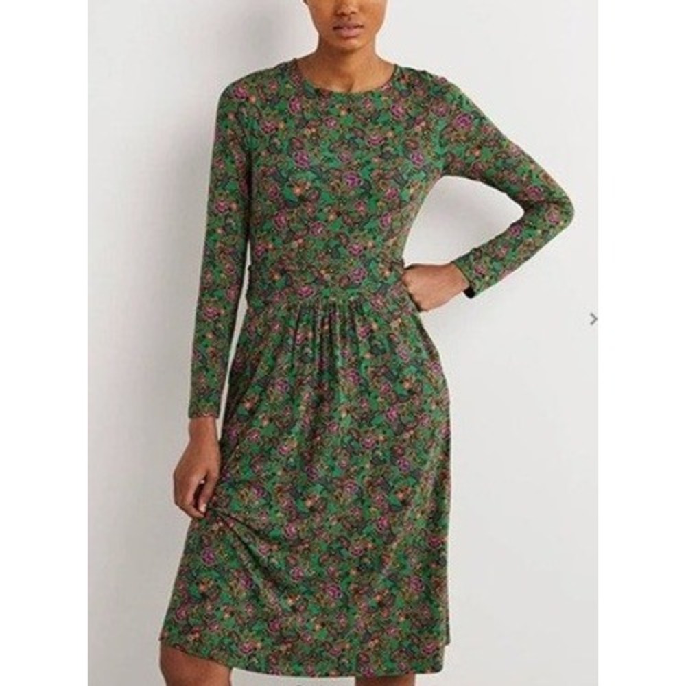 Boden Abigail Jersey Dress Pockets Floral Paisley Boho Cottagecore Size 16/18R